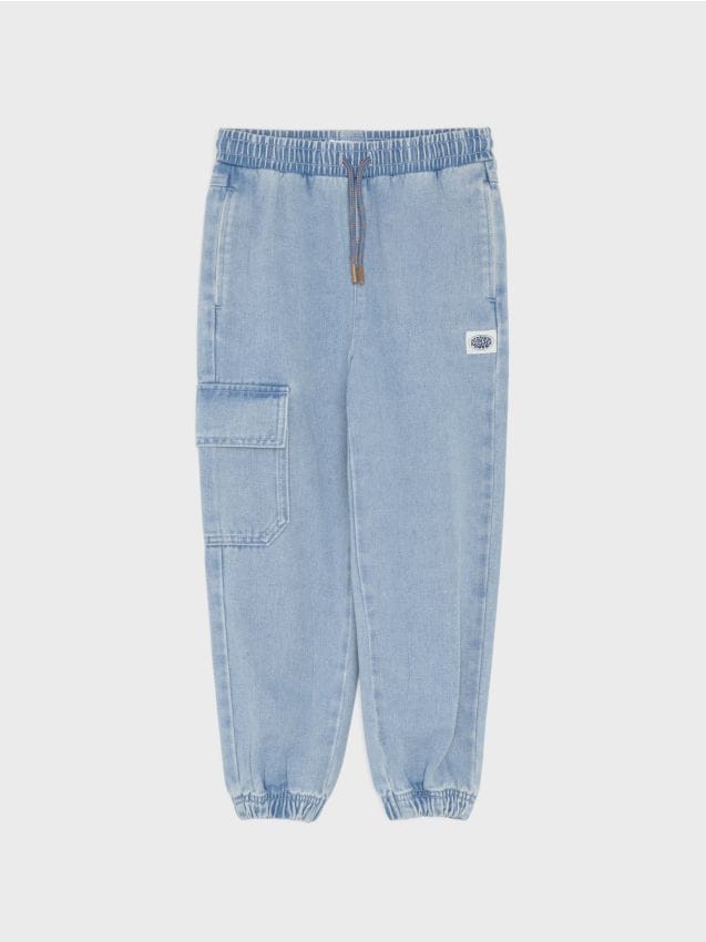 Sinsay - Blugi jogger loose cu buzunar cargo - albastru