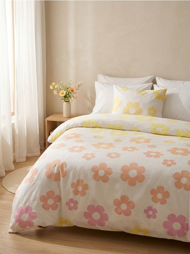 Sinsay - Set de lenjerie de pat cu motiv floral - roz