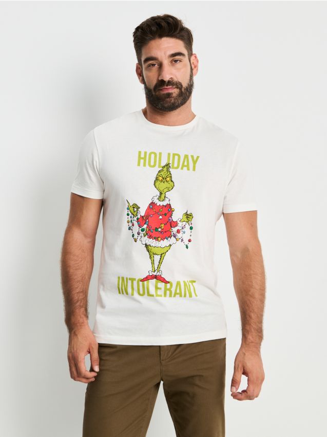 Sinsay - Tričko s krátkym rukávom Grinch - krémová