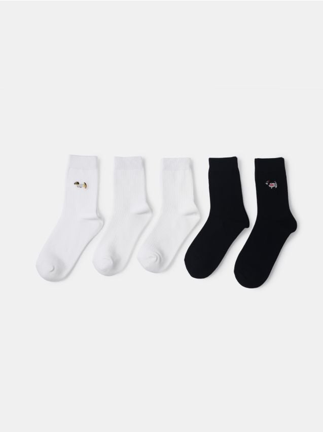 Sinsay - Set de șosete ribate cu câini brodați 5 pack - multicolor