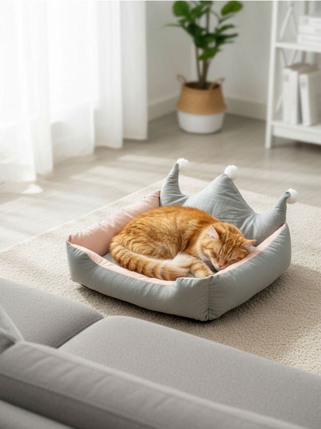 Sinsay - Pat pentru animale cu tăblie decorativă în formă de coroană - gri deschis