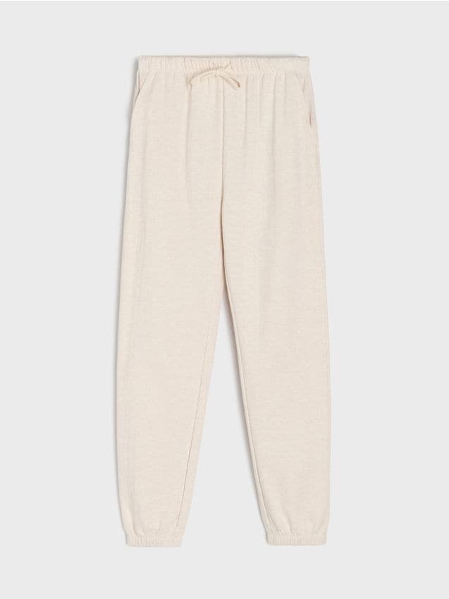 Sinsay - Spodnie dresowe basic - beżowy