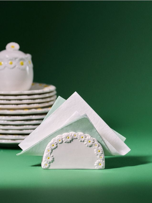 Sinsay - Suport de șervețele de primăvară cu motiv de margarete - alb