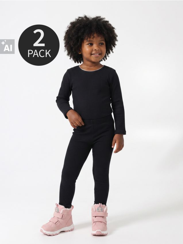 Sinsay - Colanți călduroși cu motiv floral 2 pack - negru