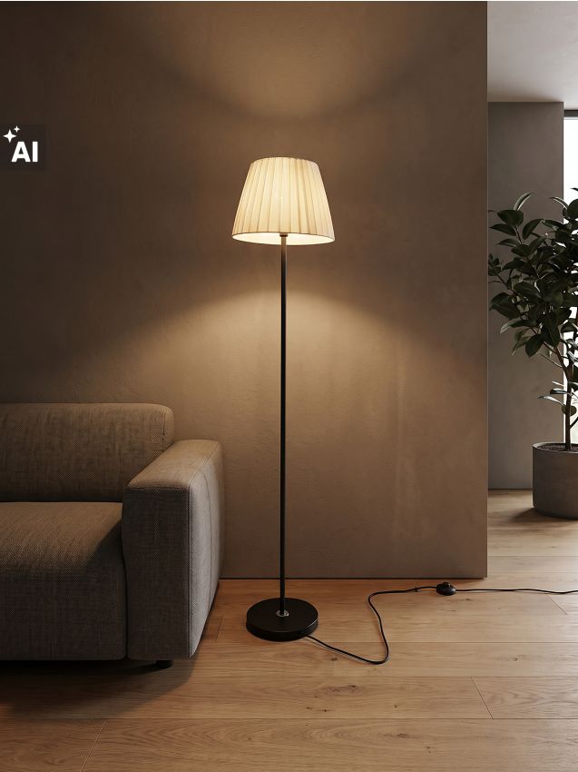 Sinsay - Lampă de podea cu abajur textil - crem