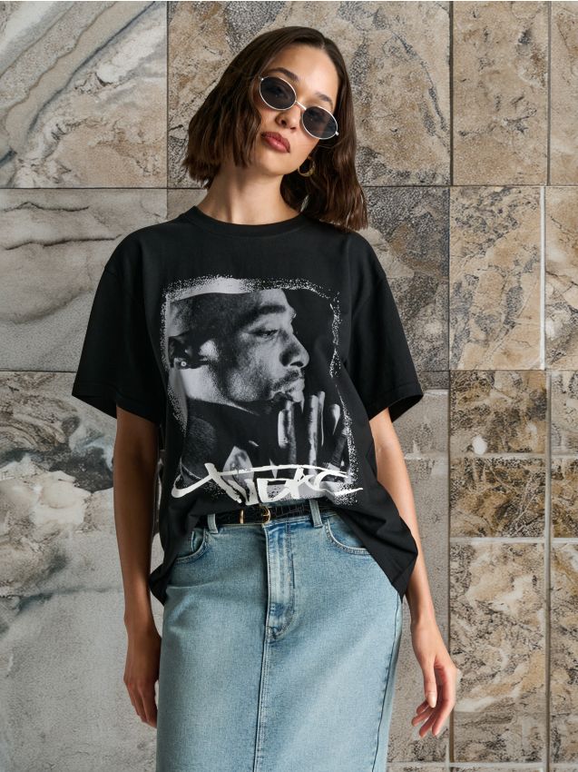 Тениска 2Pac Цвят черeн - SINSAY - 8191J-99X