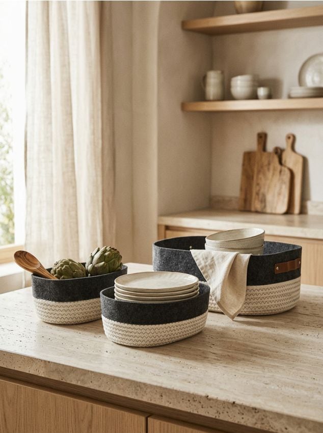 Sinsay - Set de 3 coșuri pentru depozitare - gri deschis