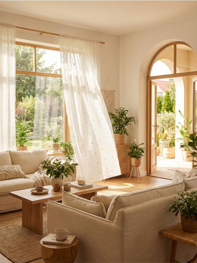 Sinsay - Perdea cu motive florale - alb