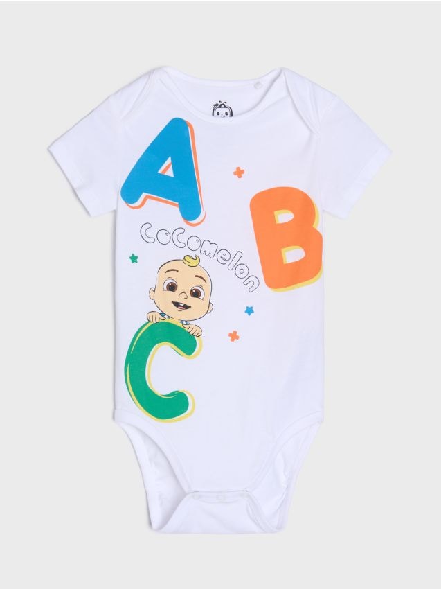 Sinsay - Body din bumbac cu imprimeu Cocomelon - alb