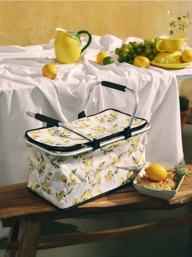 Sinsay - Coș de picnic termoizolant pliabil cu imprimeu lămâi - multicolor