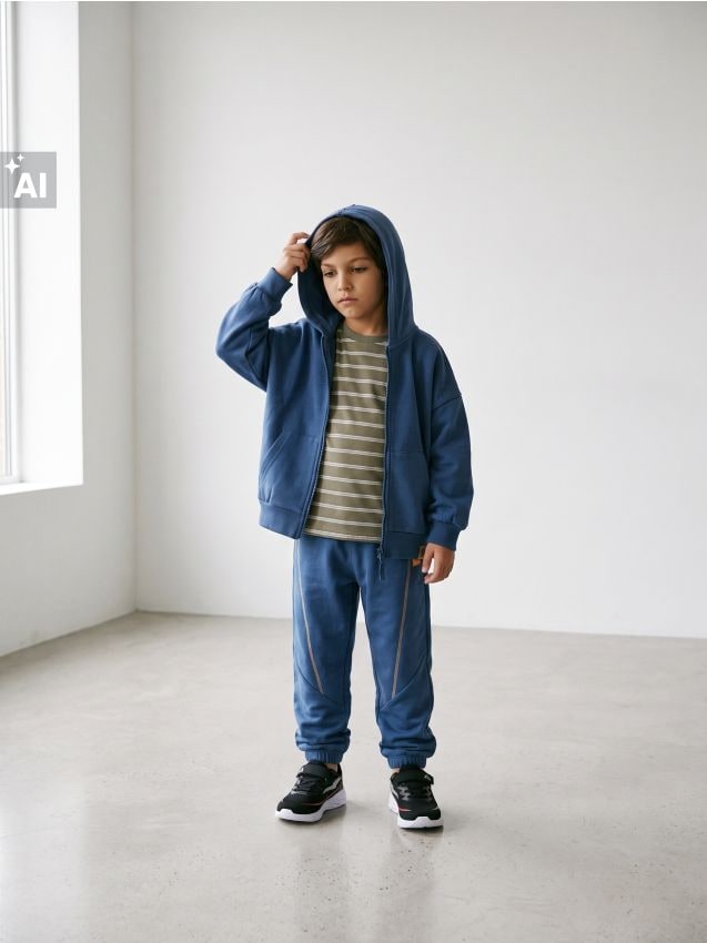 Sinsay - Pantaloni de trening jogger oversize - mid blue
