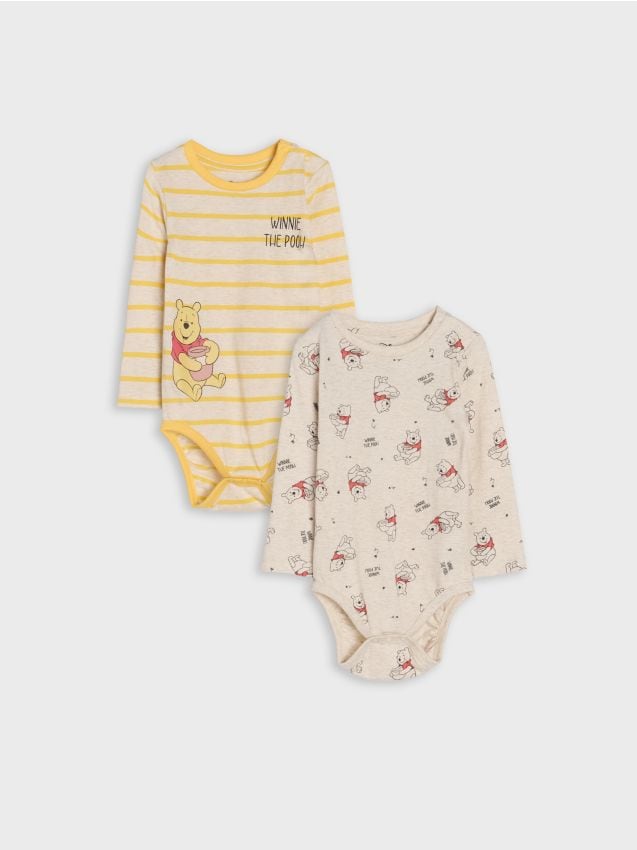 Sinsay - Body-uri din bumbac cu imprimeu Winnie the Pooh 2 pack - crem