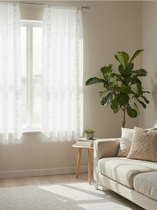 Sinsay - Záves s rastlinným motívom - biela