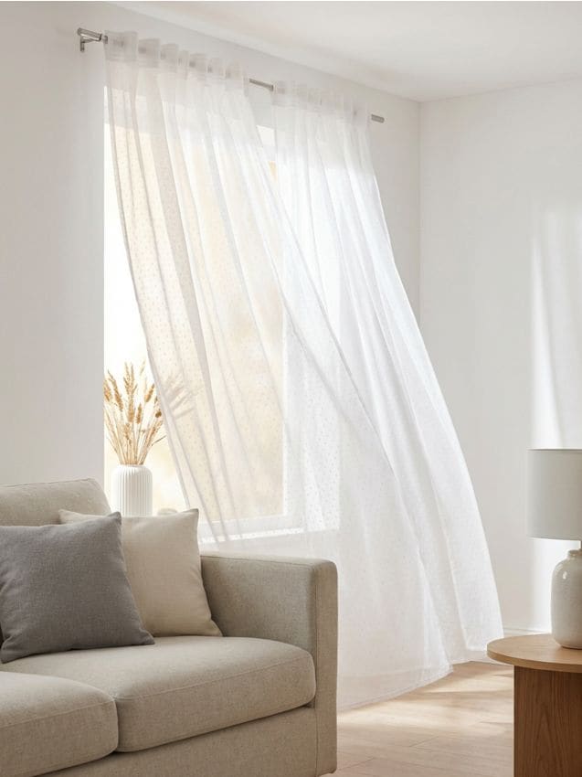 Sinsay - Perdea cu buline cu bandă de prindere - alb