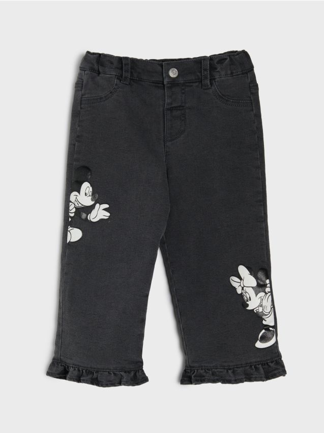 Sinsay - Blugi cu crac larg Mickey and Minnie - gri
