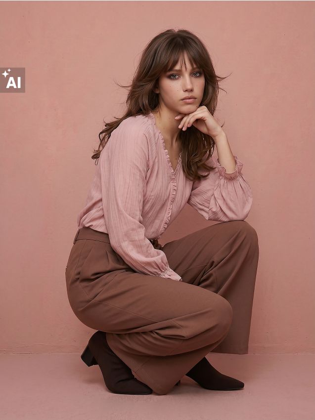 Sinsay - Pantaloni wide-leg cu pliuri - cafeniu