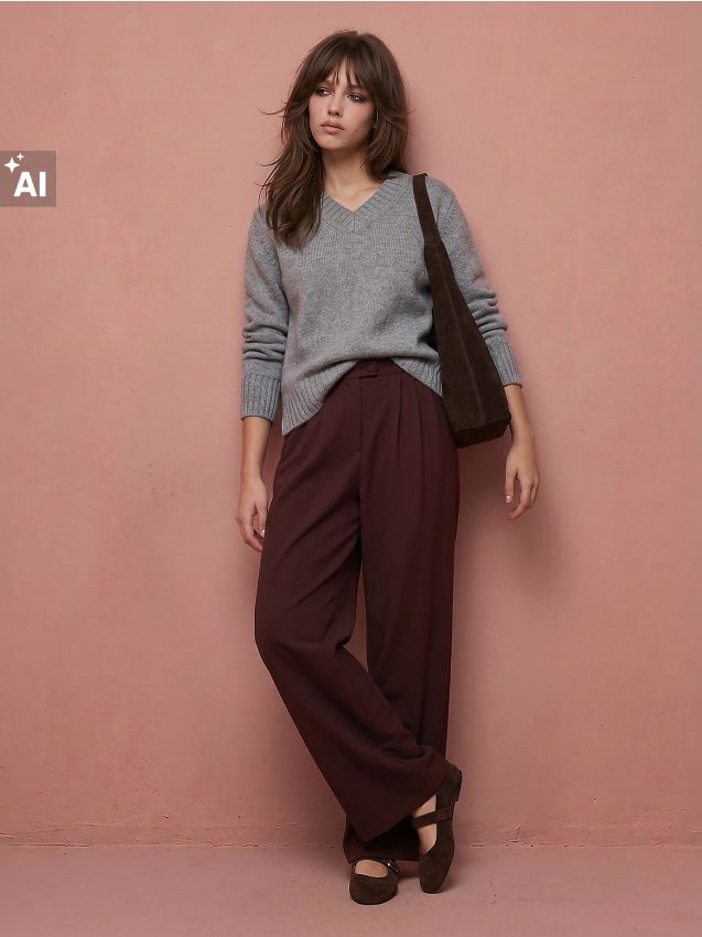 Sinsay - Pantaloni wide-leg cu pliuri - mahon