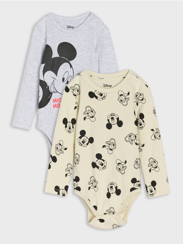 Sinsay - Set 2 body-uri din bumbac Mickey Mouse - gri deschis
