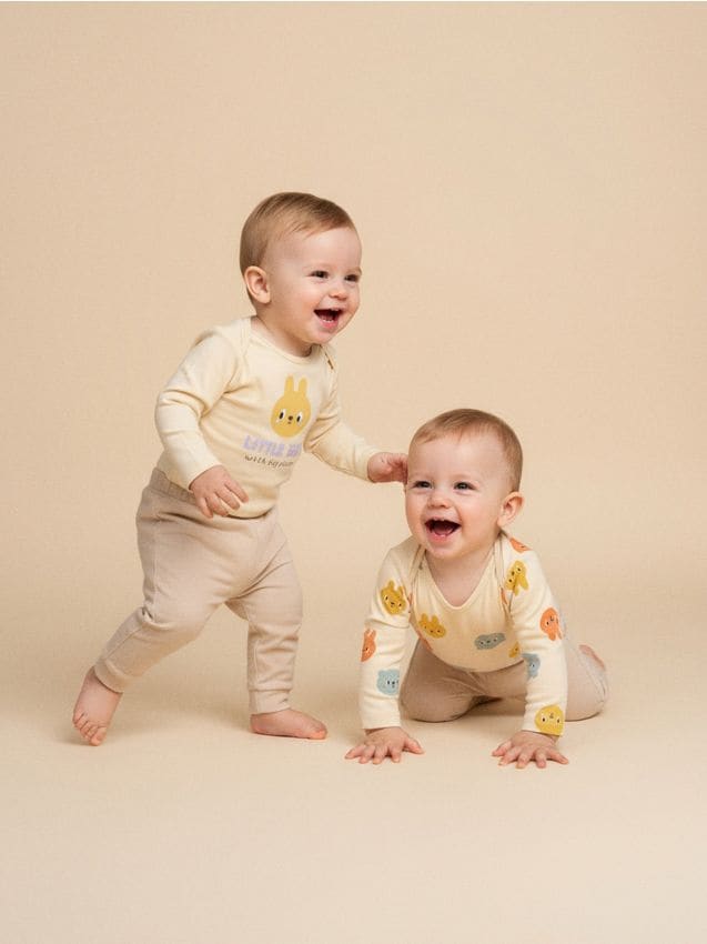 Sinsay - Set 2 body-uri din bumbac - galben-pal