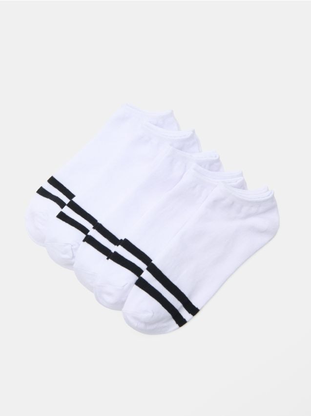 Sinsay - Súprava 5 párov teniskových ponožiek - biela