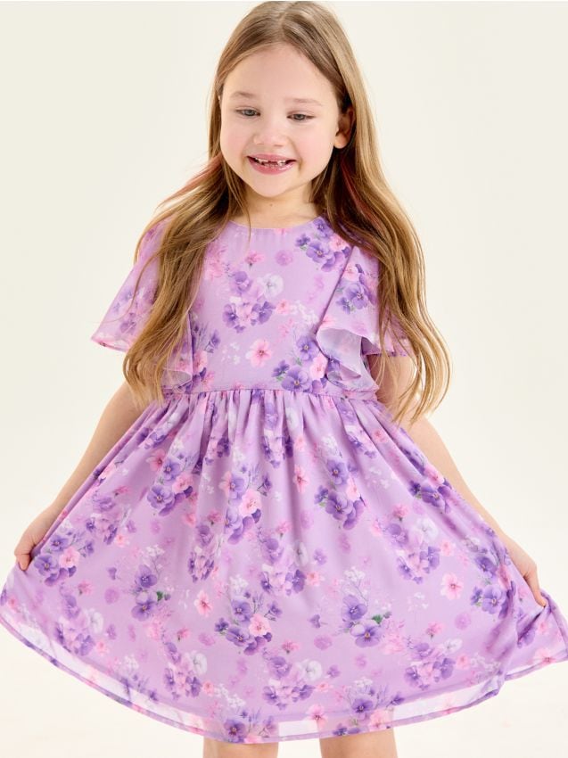 Sinsay - Rochie evazată cu motiv floral - violet