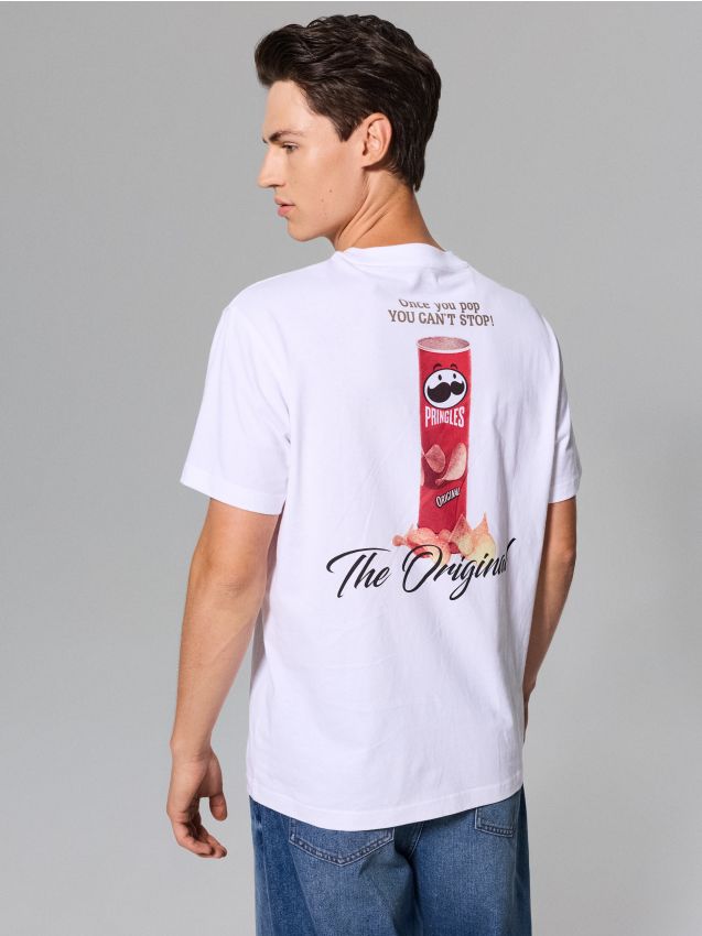 T-shirt in cotone con stampa sul retro Pringles - bianco