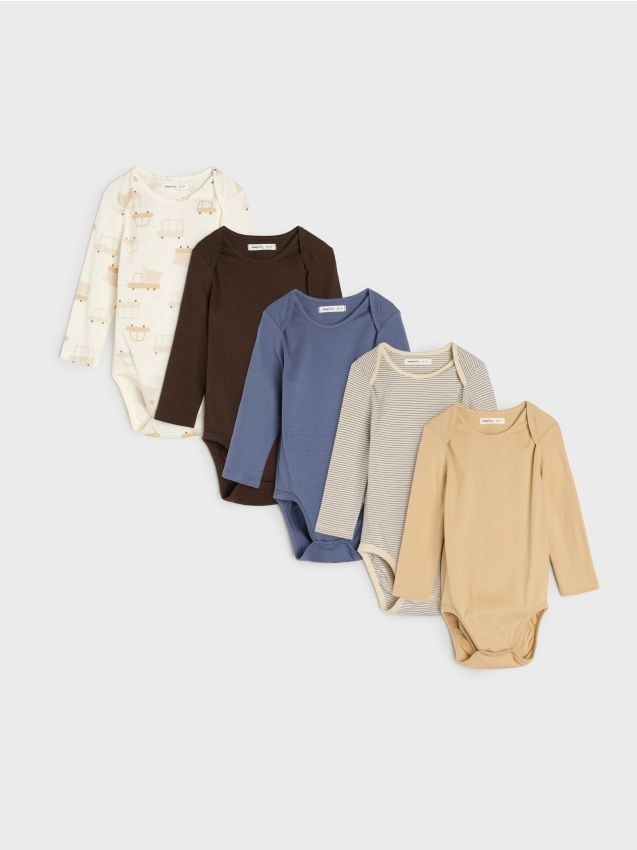 Sinsay - Set de 5 bodyuri din bumbac - crem