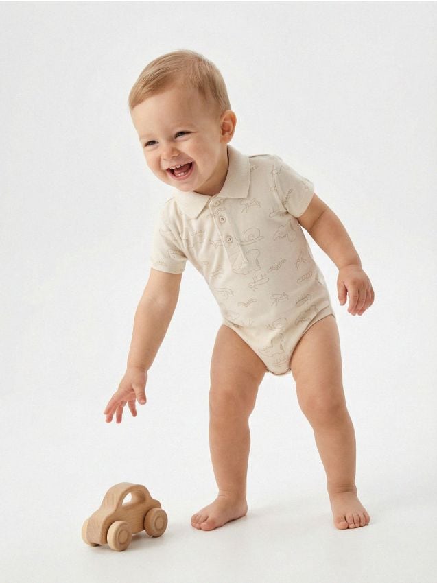 Sinsay - Body din bumbac cu model - nude