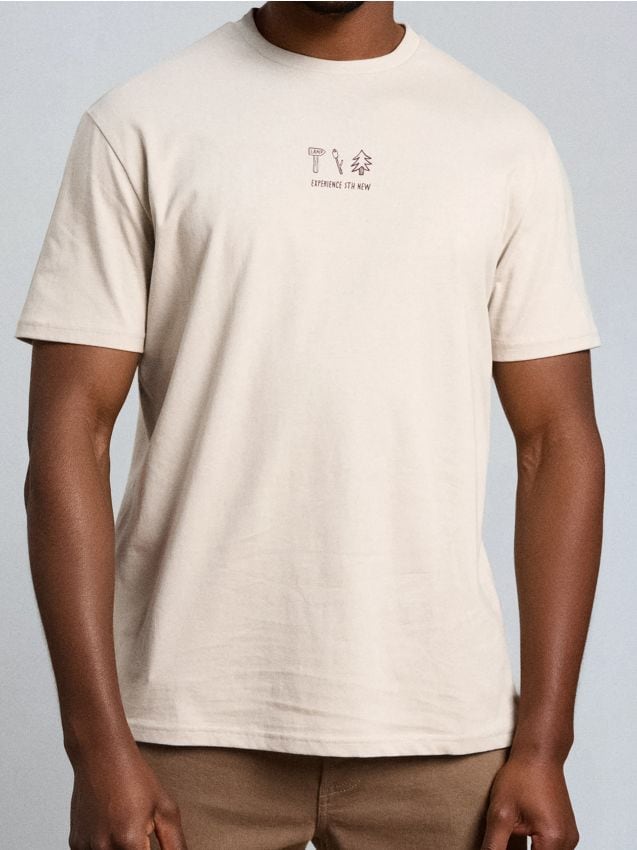 Sinsay - Bavlnené oversize tričko s potlačou - béžová