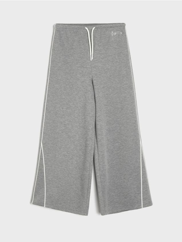 Sinsay - Pantaloni sport oversize cu paspoal contrastant Active - gri-închis