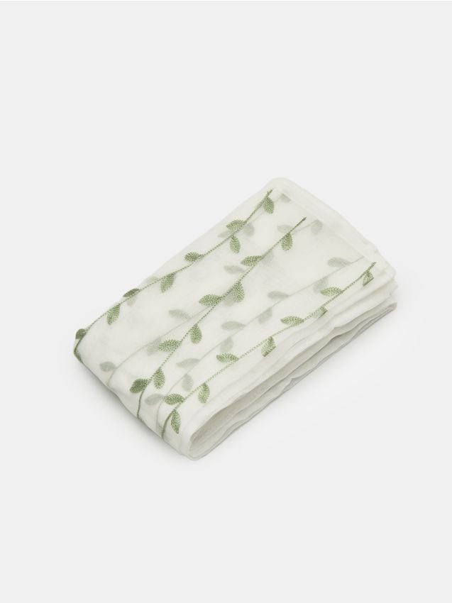 Sinsay - Draperie cu bandă de încrețire cu motiv vegetal - verde-deschis