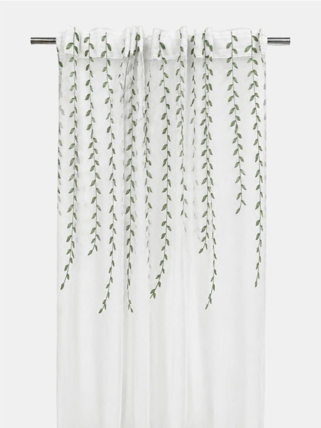Sinsay - Draperie cu bandă de încrețire cu motiv vegetal - verde-deschis