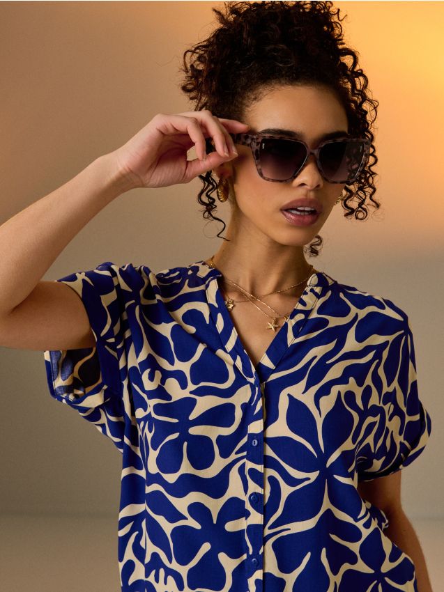Sinsay - Ochelari de soare cu ramă cu model leopard și lentile gradient - multicolor