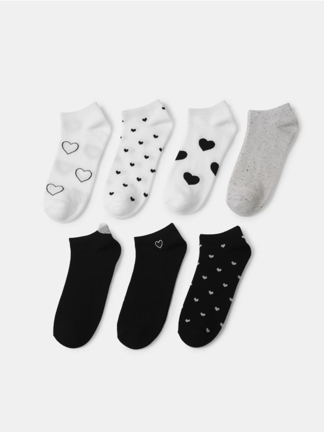 Sinsay - Set de șosete scurte cu motiv de inimi 7 pack - multicolor