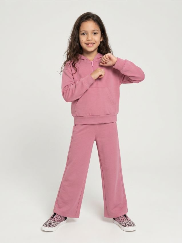 Sinsay - Pantaloni wide leg cu amestec de viscoză Active - roz-pudră