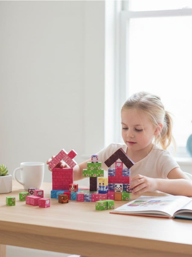 Sinsay - Set de blocuri magnetice de construcție - roz-pastel