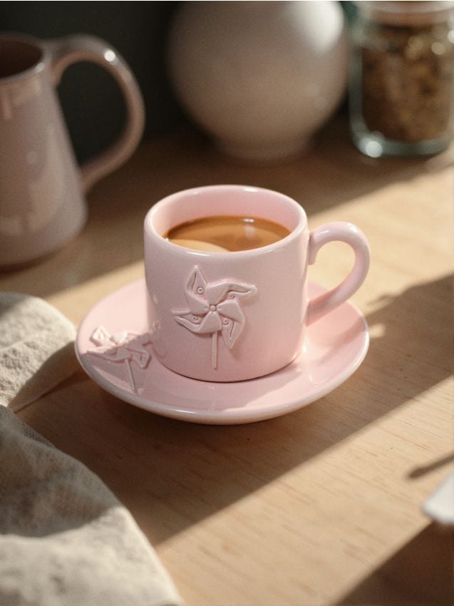 Sinsay - Šálka s podšálkou - pastelová ružová