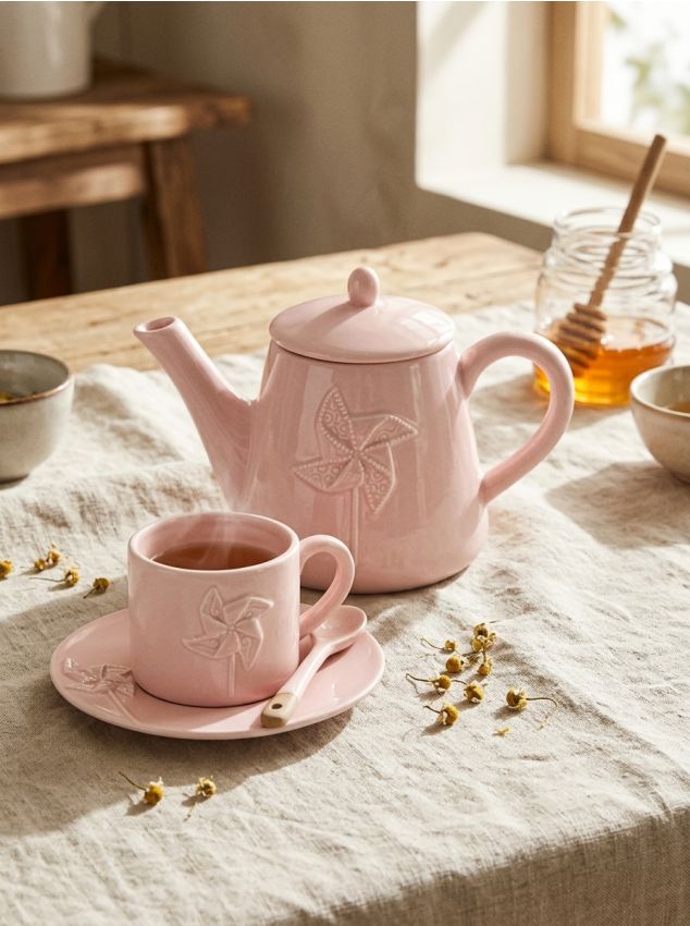 Sinsay - Ceașcă cu farfurioară - roz-pastel