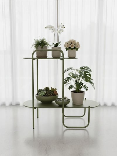 Portafiori in ferro a due livelli