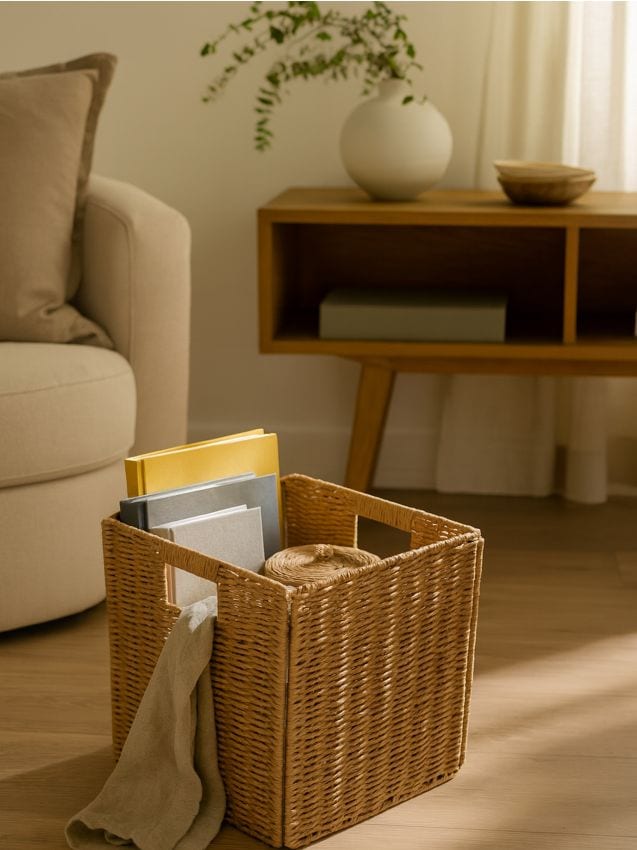 Sinsay - Pletený úložný kôš - béžová