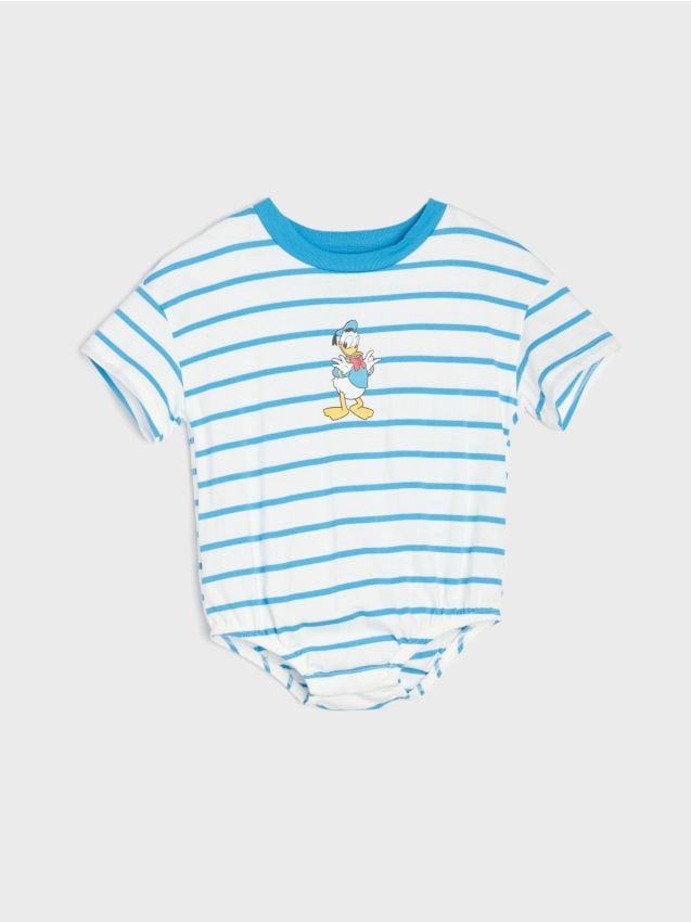 Sinsay - Body din bumbac cu imprimeu Donald Duck - alb