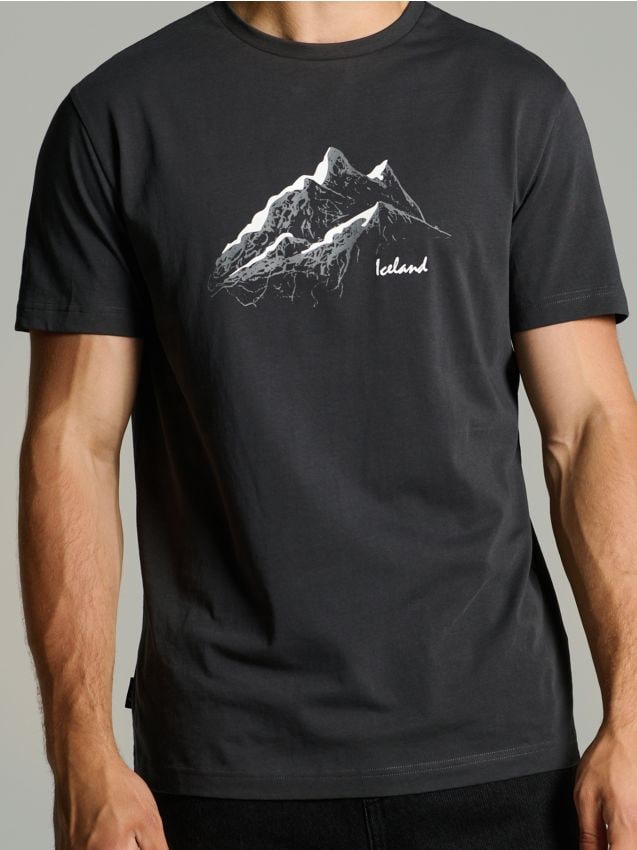 Sinsay - Tricou cu imprimeu - negru-antracit