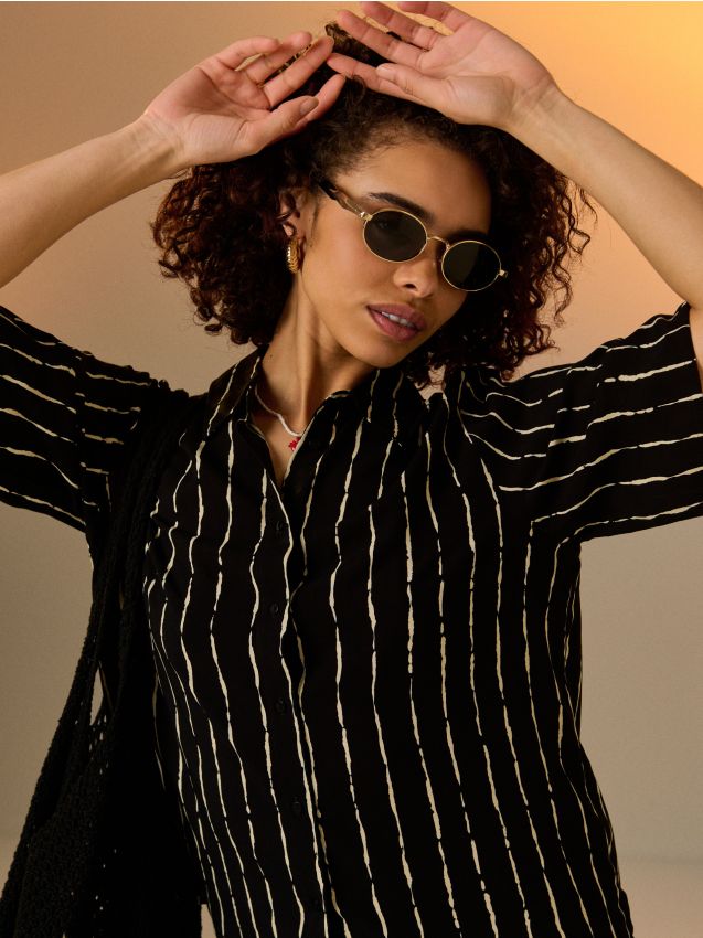 Sinsay - Ochelari de soare rotunzi cu ramă metalică - auriu