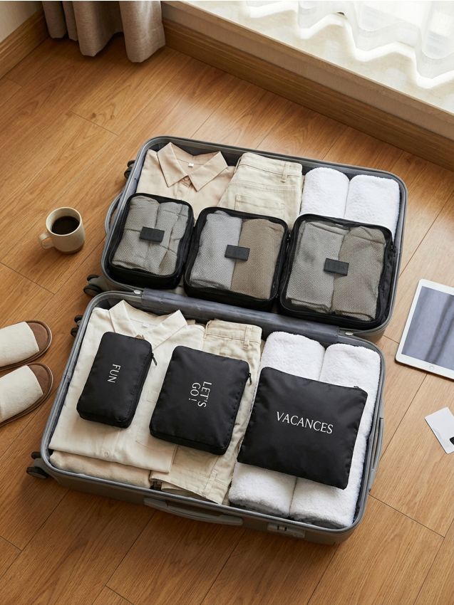 Sinsay - Set de organizatoare de călătorie 6 pack - negru