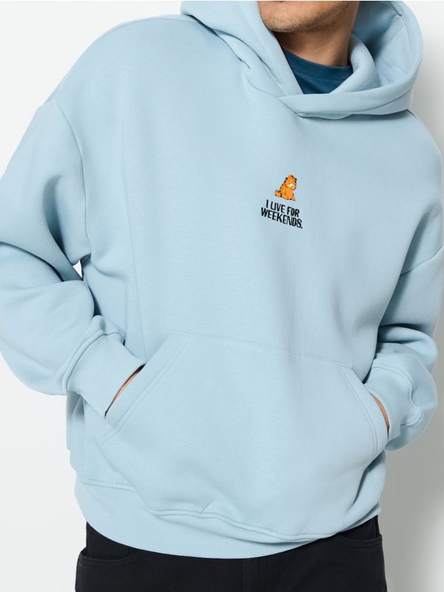 Sinsay - Bluza hoodie Garfield - błękitny
