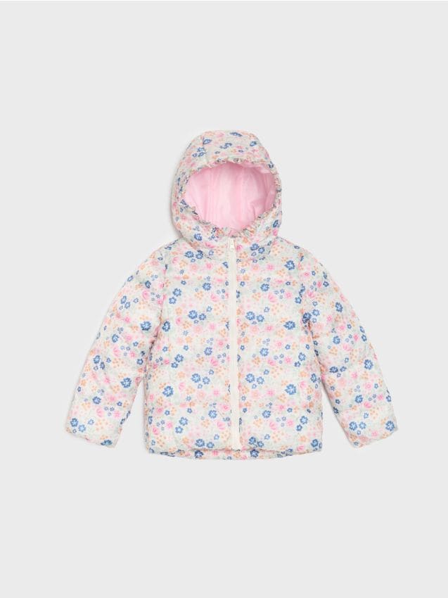 Sinsay - Prešívaná puffer bunda s kapucňou - krémová