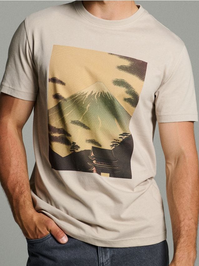 Sinsay - Tricou cu imprimeu - bej