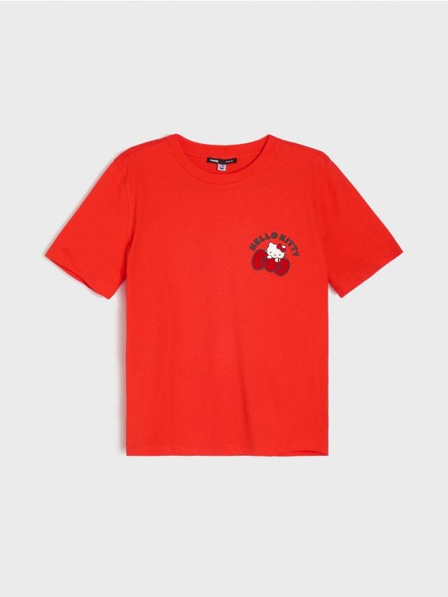 Sinsay - Bavlnené tričko s krátkym rukávom Hello Kitty - červená