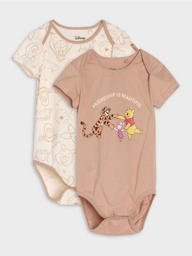 Sinsay - Body din bumbac cu imprimeu 2 pack Winnie the Pooh - bej