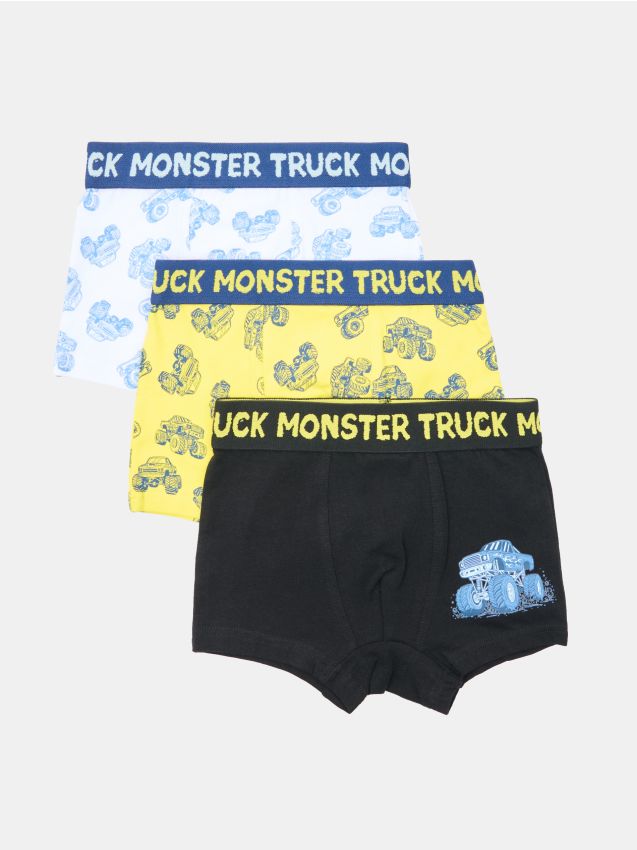 Sinsay - Boxeri din bumbac cu motiv monster truck 3 buc. - multicolor